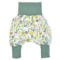 la.nunu Hose für Kinder - Ausflug Mint 62-68 - Kinderhose aus Baumwolle - Handarbeit - Baby Jungen Mädchen Pumphose Jogginghose Haremshose Mitwachshose von la.nunu