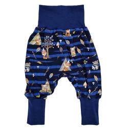 la.nunu Hose für Kinder - Tipi Blau 110-122 - Kinderhose aus Baumwolle - Handarbeit - Baby Jungen Mädchen Pumphose Jogginghose Haremshose Mitwachshose von la.nunu
