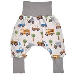 la.nunu Hose für Kinder - Verkehr Grau 50-56 - Kinderhose aus Baumwolle - Handarbeit - Baby Jungen Mädchen Pumphose Jogginghose Haremshose Mitwachshose von la.nunu