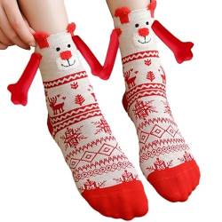 1 Paar Lustige Magnetische Weihnachten Socken,3D-P-Uppen-Paar-Weihnachtssocken,Unisex Hand in Hand Socken mit Magnetarmen,Funny Freundschaftssocken für Damen und Herren von laamei