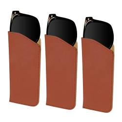 3 Stück Brillenetui Weich, Cortex Brillenetui, Soft Slip in Pouch Holder Case Bag, Sonnenbrillen Etui Brillentasche Tragbar Sonnenbrillen Beutel Lesebrillenetui für Damen Herren (Braun) von laeeyin