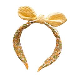 Damen-Stirnband, elastisch, Haarfixierung, Blumenmuster, farblich passende Frauen-Stirnband, Haar-Accessoire, Gelb von lamphle
