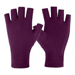 Fingerlose Handschuhe Hände aus UV Licht Lampe Halbfinger Handschuhe Hautpflege Anti UV Licht Handschuhe für die Herstellung von Gel Nail Maniküre aus Nägeln Hell B-Lila von lamphle