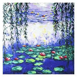 laprée - Damen-Halstuch, quadratisch, aus Seide, hochwertig, Reproduktion, Bild 90 x 90 cm – verschiedene Motive erhältlich, Les Nymphéas Bleu de Claude Monet, One size von laprée