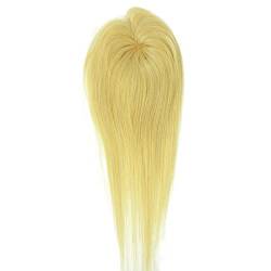 Larafona Damen Topper Extensions Echthaar Silk Base Haarteile Toupet Clip In Human Hair Extensions 6x9cm 15cm Haar Mittelblond 24# von larafona