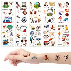 10 Blatt Baseball Tattoo, Tattoo Kinder Sport Cartoon-Tattoo-Aufklebe Temporäre Tattoos für Kinder Baseball-Partygeschenke Geburtstagsdekorationen Geschenke Spielpreise von lasuroa