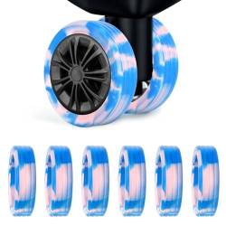 8 Stück Wheel Covers, Tragbare Silikon Gepäckradschutzabdeckungen Geräuschfeste Gepäck Spinnerradabdeckungen für die Meisten 8 Rollen Gepäckstücke (Blau + Rosa) von lasuroa