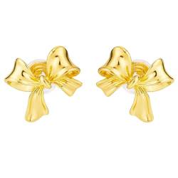 Goldschleifen-Ohrringe, Französisch Ohrclips mit Schleife Süße Schleifenknoten-Ohrringe für Frauen Mädchen Schmuckgeschenk zum Tragen ohne Piercing von lasuroa