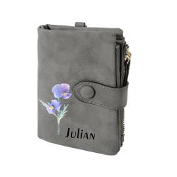 laveecat Personalisierte Geburt Blume Brieftasche benutzerdefinierte Name Leder Brieftasche Karteninhaber Geldbörse benutzerdefinierte Mütter Tag Weihnachten Geburtstag Geschenk für Frauen von laveecat