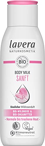 lavera Body Lotion Sanft - Body Milk mit Bio-Wildrose & Bio-Sheabutter - vegan - Körpermilch für normale bis trockene Haut - PETA zertifiziert -Biologisch abbaubar - Naturkosmetik (1 x 200 ml) von lavera