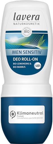 lavera Deo Roll-On Men Sensitive - zuverlässiger 48 h Schutz - mit Bio-Lemongras & Bio Bambus - Deo-Roller für Männer - ohne Aluminiumsalze - bio - vegan (1 x 50 ml) von lavera