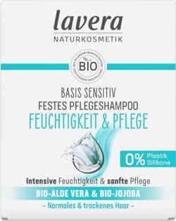lavera Festes Pflegeshampoo basis sensitiv Feuchtigkeit & Pflege - ohne Silikone - Langanhaltende Frische & ausgewogene Kopfhaut - vegan - Naturkosmetik - 50 g von lavera