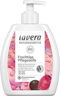 lavera Fruchtige Pflegeseife • Bio-Goji & Bio-Acai • milde Reinigung • fruchtiger Duft • vegan • pH-hautneutrale Pflegeformel • 6er Pack(6x 250 ml) von lavera