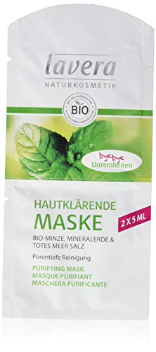 lavera Hautklärende Maske Bio-Minze, Mineralerde & Totes Meer Salz ∙ vegan Bio Pflanzenwirkstoffe Naturkosmetik Natural & innovative 15er Pack (15 x 10 ml) von lavera
