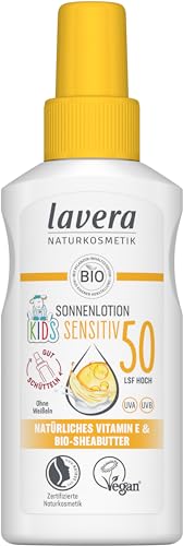 lavera Sonnenlotion Sensitiv KIDS LSF 50 - Sonnencreme für Kinder - mineralischer Sofortschutz - wasserfest - vegan - Naturkosmetik - 100 ml von lavera