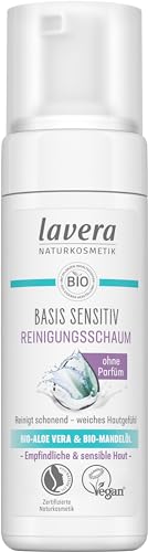 lavera basis sensitiv Reinigungsschaum - Naturkosmetik - vegan - Bio-Aloe Vera und Bio-Mandelöl - Gesichtsreinigung - Natürliche Reinigungsformel - 1 x 150 ml von lavera