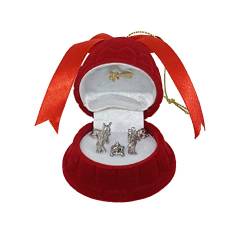 lazzaro italy Mini-Krippe in Form eines samtigen Glocke und einer versilberten Krippe. Original Sammler-Miniaturkrippe Heilige Familie, Ochse und Esel. Geschenkidee Christmas. Cm 6,5 x 6 von lazzaro italy