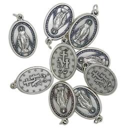 lazzaro italy Versilberte Medaille Wunderbare Madonna PRAY FOR US - h 2,2 cm - 10 Stück von lazzaro italy