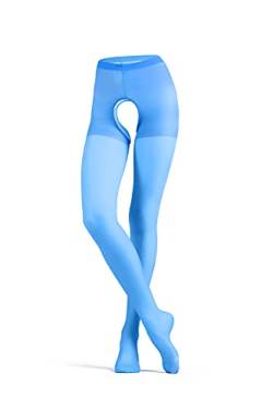 le CABARET LINGERIE Strumpfhose mit offenem Schritt Damen erotische Strumpfhose sexy einfarbige Feinstrumpfhose (blau) von le CABARET LINGERIE