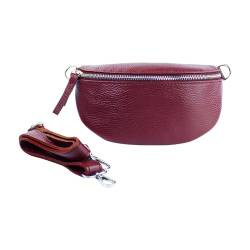 lePelou Leder Bauchtasche für Damen mit Wechselgurt, Festival Tasche, Frauen Bauchtasche mit breitem Schultergurt, Kleine Umhängetasche, Crossbody Tasche, Geschenk für Damen (Bordeaux, M) von lePelou