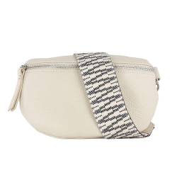 lePelou Leder Bauchtasche für Damen mit Wechselgurt, Festival Tasche, Frauen Bauchtasche mit breitem Schultergurt, Kleine Umhängetasche, Crossbody Tasche, Geschenk für Damen (Creme 1, M) von lePelou