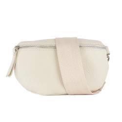 lePelou Leder Bauchtasche für Damen mit Wechselgurt, Festival Tasche, Frauen Bauchtasche mit breitem Schultergurt, Kleine Umhängetasche, Crossbody Tasche, Geschenk für Damen (Creme 5, M) von lePelou