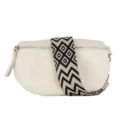 lePelou Leder Bauchtasche für Damen mit Wechselgurt, Festival Tasche, Frauen Bauchtasche mit breitem Schultergurt, Kleine Umhängetasche, Crossbody Tasche, Geschenk für Damen (Creme 7, L) von lePelou