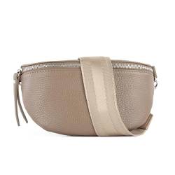 lePelou Leder Bauchtasche für Damen mit Wechselgurt, Festival Tasche, Frauen Bauchtasche mit breitem Schultergurt, Kleine Umhängetasche, Crossbody Tasche, Geschenk für Damen (Taupe 3, L) von lePelou