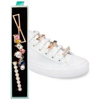 leazy Schuhanstecker Schuhschmuck Sets für Sneakers & Freizeitschuhe Schuh Schmuck Clips, Schnürsenkel Charms mit Perlen, Kristall & Strass von leazy