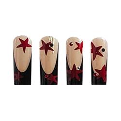 Nude lange künstliche Nägel mit Strass, volle Abdeckung, quadratische künstliche Nagelspitzen für Maniküre-Liebhaber und Beauty-Blogger von lefeindgdi