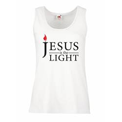 lepni.me Damen Tank-Top Jesus Christus ist das Licht, die Liebe Gottes - Ostern - Auferstehung - Geburt Christi - Religiöse christliche Geschenke (M Weiß Mehrfarben) von lepni.me