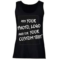 lepni.me Damen Tank-Top Machen Sie Ihren eigenen personalisierten Bedrucken Lassen Druck mit Lieblingsfoto oder Wunschtex (M Schwarz Mehrfarben) von lepni.me