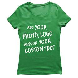 lepni.me Frauen T-Shirt Machen Sie Ihren eigenen personalisierten Bedrucken Lassen Druck mit Lieblingsfoto oder Wunschtex (XXL Grün Mehrfarben) von lepni.me