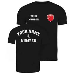 lepni.me Herren Türkei Fußball T-Shirt Ihrem Namen und Nummer | Türkische Flagge Abzeichen Personalisierte Trikot Individuelles Oberteil | WM 2022 (XL Schwarz Mehrfarben) von lepni.me