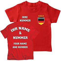 lepni.me Kinder Deutschland Fußball Trikot Dein Name und Deine Nummer T-Shirts Fußball Europameisterschaft oder WM 2022 Geschenke (3-4 Jahre Rot Mehrfarben) von lepni.me