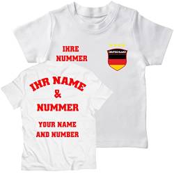 lepni.me Kinder Deutschland Fußball Trikot Dein Name und Deine Nummer T-Shirts Fußball Europameisterschaft oder WM 2022 Geschenke (5-6 Jahre Weiß Mehrfarben) von lepni.me