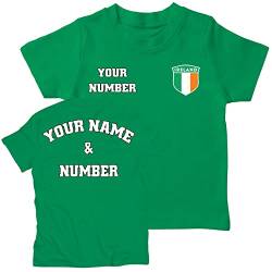 lepni.me Kinder Irland Fußball T-Shirt mit Ihrer Namen und Nummer | Irisch Flagge Abzeichen Personalisierte Trikot Weltmeisterschaft 2022 (7-8 Jahre Grün Mehrfarben) von lepni.me