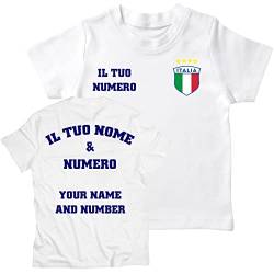 lepni.me Kinder Italien Fußball T-Shirts | Dein Name und Deine Nummer | Fußball Europameisterschaft oder WM 2022 Geschenke (1-2 Jahre Weiß Mehrfarben) von lepni.me