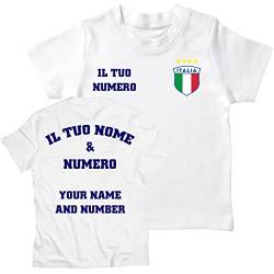 lepni.me Kinder Italien Fußball T-Shirts | Dein Name und Deine Nummer | Fußball Europameisterschaft oder WM 2022 Geschenke (9-11 Jahre Weiß Mehrfarben) von lepni.me