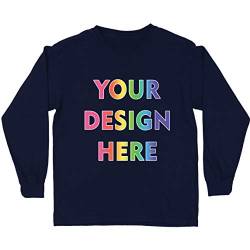 lepni.me Kinder T-Shirt Benutzerdefinierter 2-seitiger Vorder- und Rückseitendruck Personalisierter Text oder Entwerfen Sie Ihr Eigenes Bild (12-13 Jahre Blau Mehrfarben) von lepni.me