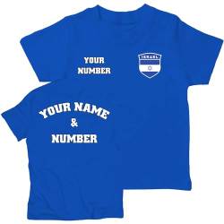 lepni.me Kinder T-Shirt Personalisiertes Israel Fußballtrikot mit Ihrem Namen und Nummer |Israelische Flaggenabzeichen, Weltmeisterschaft 2022 (7-8 Jahre Royal-Blue Mehrfarben) von lepni.me