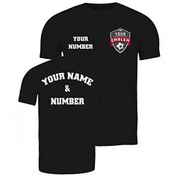 lepni.me Männer Fußball Trikot mit Dem Emblem Ihres Lieblingsvereins Personalisierter Name und Nummer Individuelles T-Shirt Fahnenabzeichen (3XL Schwarz Mehrfarben) von lepni.me