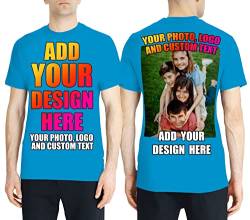 lepni.me Männer T-Shirt Benutzerdefinierter 2-seitiger Vorder- und Rückseitendruck Personalisierter Text oder Entwerfen Sie Ihr Eigenes Bild (M Blau Mehrfarben) von lepni.me
