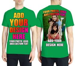 lepni.me Männer T-Shirt Benutzerdefinierter 2-seitiger Vorder- und Rückseitendruck Personalisierter Text oder Entwerfen Sie Ihr Eigenes Bild (XL Grün Mehrfarben) von lepni.me