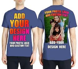 lepni.me Männer T-Shirt Benutzerdefinierter 2-seitiger Vorder- und Rückseitendruck Personalisierter Text oder Entwerfen Sie Ihr Eigenes Bild (XL Heidekraut Blau Mehrfarben) von lepni.me
