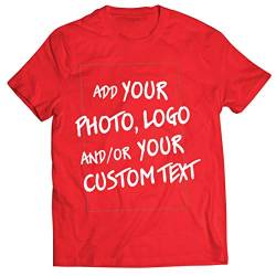 lepni.me Männer T-Shirt Machen Sie Ihren eigenen personalisierten Bedrucken Lassen Druck mit Lieblingsfoto oder Wunschtex (M Rot Mehrfarben) von lepni.me