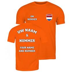 lepni.me Männer T-Shirt Niederlande Fußball Trikot Ihr Name und Nummer - Holland Flagge Abzeichen Personalisiertes Benutzerdefinierte Top Weltmeisterschaft 2022 Fans (M Orange Mehrfarben) von lepni.me