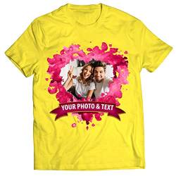 lepni.me Männer T-Shirt Personalisierte St. Valentinstag Shirt für Sie oder Ihn | Custom Geschenk mit Romantischen Foto | Geburtstag Hochzeitstag Geschenke für Paare (L Gelb Mehrfarben) von lepni.me