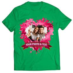 lepni.me Männer T-Shirt Personalisierte St. Valentinstag Shirt für Sie oder Ihn | Custom Geschenk mit Romantischen Foto | Geburtstag Hochzeitstag Geschenke für Paare (M Grün Mehrfarben) von lepni.me