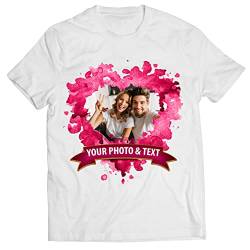 lepni.me Männer T-Shirt Personalisierte St. Valentinstag Shirt für Sie oder Ihn | Custom Geschenk mit Romantischen Foto | Geburtstag Hochzeitstag Geschenke für Paare (XL Weiß Mehrfarben) von lepni.me